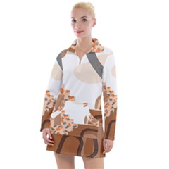 Bohemian Digital Minimalist Boho Style Geometric Abstract Art Women s Long Sleeve Casual Dress