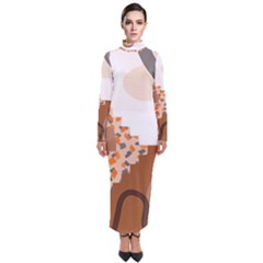 Bohemian Digital Minimalist Boho Style Geometric Abstract Art Turtleneck Maxi Dress by Maspions