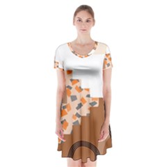 Bohemian Digital Minimalist Boho Style Geometric Abstract Art Short Sleeve V-neck Flare Dress