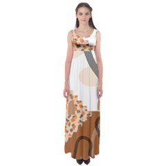 Bohemian Digital Minimalist Boho Style Geometric Abstract Art Empire Waist Maxi Dress