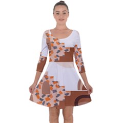 Bohemian Digital Minimalist Boho Style Geometric Abstract Art Quarter Sleeve Skater Dress