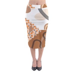 Bohemian Digital Minimalist Boho Style Geometric Abstract Art Midi Pencil Skirt