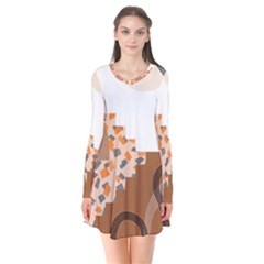 Bohemian Digital Minimalist Boho Style Geometric Abstract Art Long Sleeve V-neck Flare Dress by Maspions