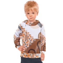 Bohemian Digital Minimalist Boho Style Geometric Abstract Art Kids  Hooded Pullover by Maspions