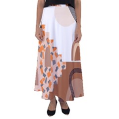 Bohemian Digital Minimalist Boho Style Geometric Abstract Art Flared Maxi Skirt