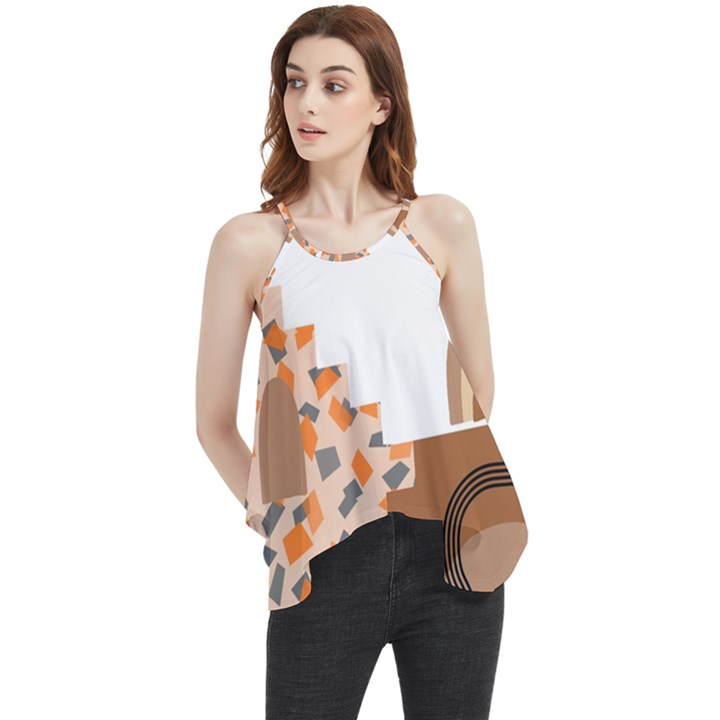 Bohemian Digital Minimalist Boho Style Geometric Abstract Art Flowy Camisole Tank Top