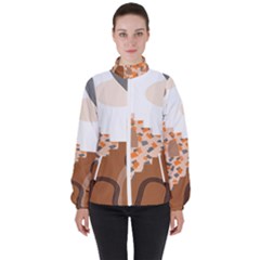 Bohemian Digital Minimalist Boho Style Geometric Abstract Art Women s High Neck Windbreaker