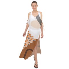 Bohemian Digital Minimalist Boho Style Geometric Abstract Art Maxi Chiffon Cover Up Dress by Maspions