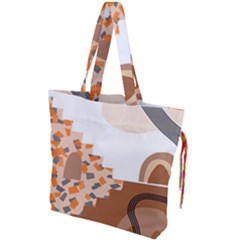 Bohemian Digital Minimalist Boho Style Geometric Abstract Art Drawstring Tote Bag