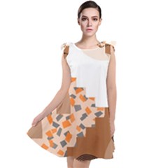 Bohemian Digital Minimalist Boho Style Geometric Abstract Art Tie Up Tunic Dress by Maspions