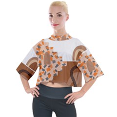 Bohemian Digital Minimalist Boho Style Geometric Abstract Art Mock Neck T-shirt