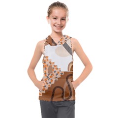 Bohemian Digital Minimalist Boho Style Geometric Abstract Art Kids  Sleeveless Hoodie by Maspions