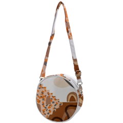 Bohemian Digital Minimalist Boho Style Geometric Abstract Art Crossbody Circle Bag