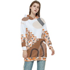 Bohemian Digital Minimalist Boho Style Geometric Abstract Art Women s Long Oversized Pullover Hoodie