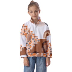 Bohemian Digital Minimalist Boho Style Geometric Abstract Art Kids  Half Zip Hoodie