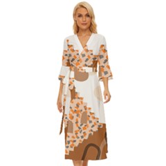 Bohemian Digital Minimalist Boho Style Geometric Abstract Art Midsummer Wrap Dress