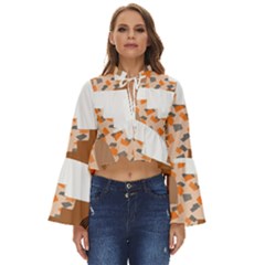 Bohemian Digital Minimalist Boho Style Geometric Abstract Art Boho Long Bell Sleeve Top