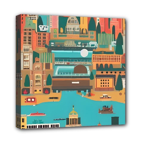 City Painting Town Urban Artwork Mini Canvas 8  X 8  (stretched)