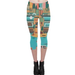 City Painting Town Urban Artwork Capri Leggings 