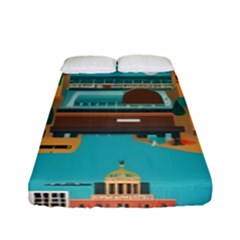 City Painting Town Urban Artwork Fitted Sheet (full/ Double Size)