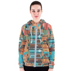 City Painting Town Urban Artwork Women s Zipper Hoodie