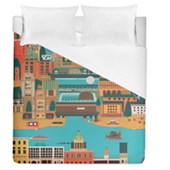 City Painting Town Urban Artwork Duvet Cover (queen Size)