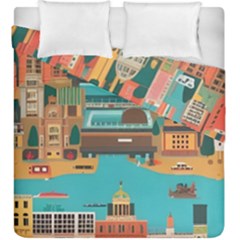 City Painting Town Urban Artwork Duvet Cover Double Side (king Size)