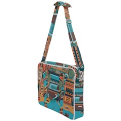 City Painting Town Urban Artwork Cross Body Office Bag by Maspions