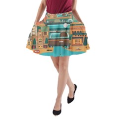 City Painting Town Urban Artwork A-line Pocket Skirt