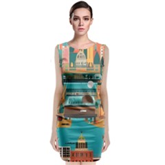 City Painting Town Urban Artwork Classic Sleeveless Midi Dress