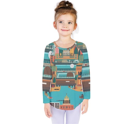 City Painting Town Urban Artwork Kids  Long Sleeve T-shirt by Maspions