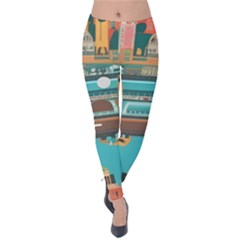 City Painting Town Urban Artwork Velvet Leggings