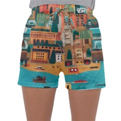 City Painting Town Urban Artwork Sleepwear Shorts