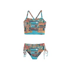 City Painting Town Urban Artwork Girls  Tankini Swimsuit