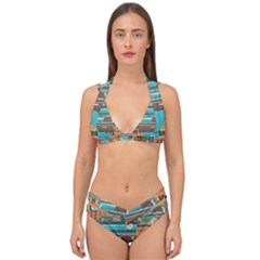 City Painting Town Urban Artwork Double Strap Halter Bikini Set by Maspions