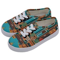 City Painting Town Urban Artwork Kids  Classic Low Top Sneakers by Maspions