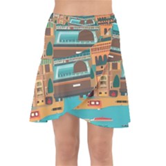 City Painting Town Urban Artwork Wrap Front Skirt by Maspions