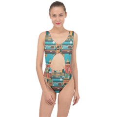 City Painting Town Urban Artwork Center Cut Out Swimsuit