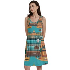 City Painting Town Urban Artwork Classic Skater Dress by Maspions