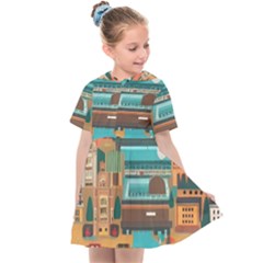 City Painting Town Urban Artwork Kids  Sailor Dress