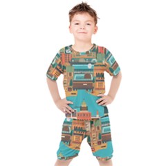 City Painting Town Urban Artwork Kids  T-shirt And Shorts Set