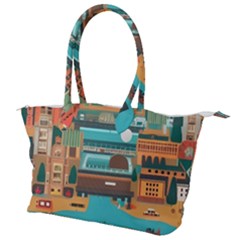 City Painting Town Urban Artwork Canvas Shoulder Bag by Maspions