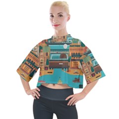 City Painting Town Urban Artwork Mock Neck T-shirt