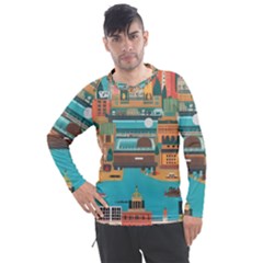 City Painting Town Urban Artwork Men s Pique Long Sleeve T-shirt