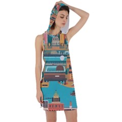 City Painting Town Urban Artwork Racer Back Hoodie Dress