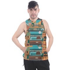 City Painting Town Urban Artwork Men s Sleeveless Hoodie