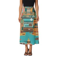 City Painting Town Urban Artwork Classic Midi Chiffon Skirt by Maspions