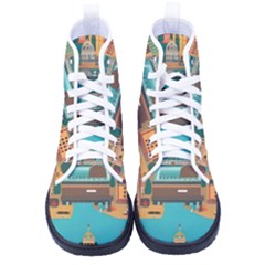 City Painting Town Urban Artwork Men s High-top Canvas Sneakers by Maspions