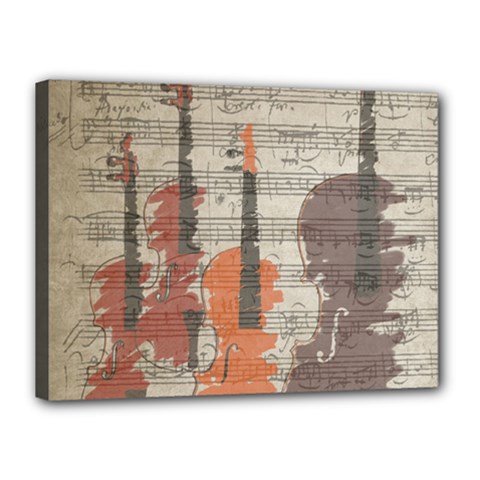 Music Notes Score Song Melody Classic Classical Vintage Violin Viola Cello Bass Canvas 16  X 12  (stretched)