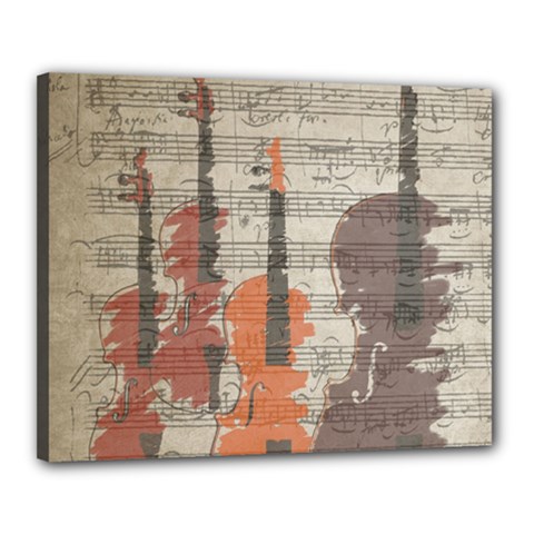 Music Notes Score Song Melody Classic Classical Vintage Violin Viola Cello Bass Canvas 20  X 16  (stretched) by Maspions